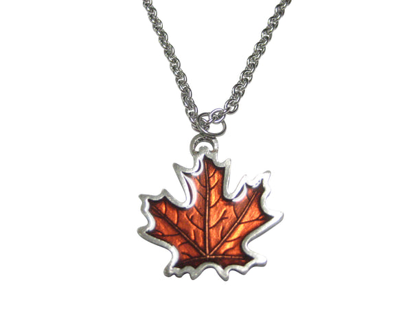 Autumn Colored Maple Leaf Pendant Necklace
