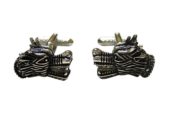 Black and Silver Toned Dragon Head Cufflinks