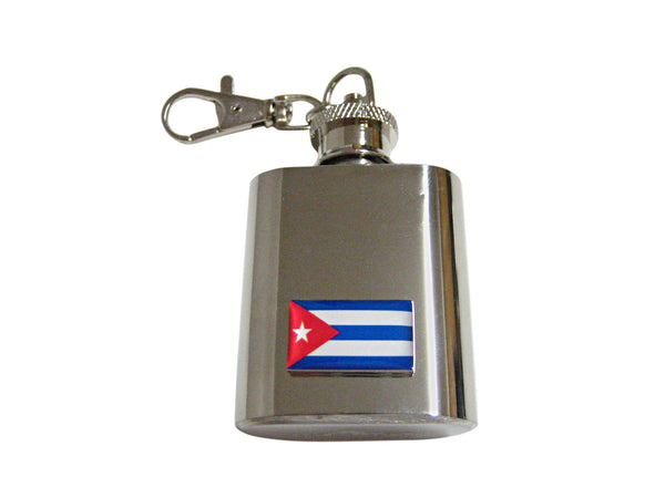 Cuba Flag Pendant 1 Oz. Stainless Steel Key Chain Flask