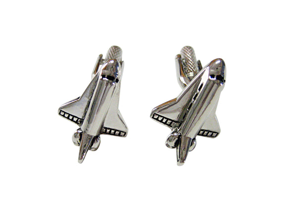 Black and Silver Toned Space Shuttle Cufflinks
