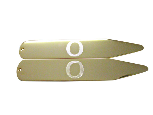Gold Toned Etched Greek Letter Omicron Collar Stays