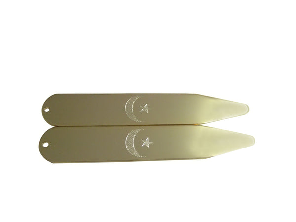 Gold Toned Etched Islam Flag Collar Stays