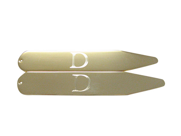 Gold Toned Etched Letter D Monogram Collar Stays