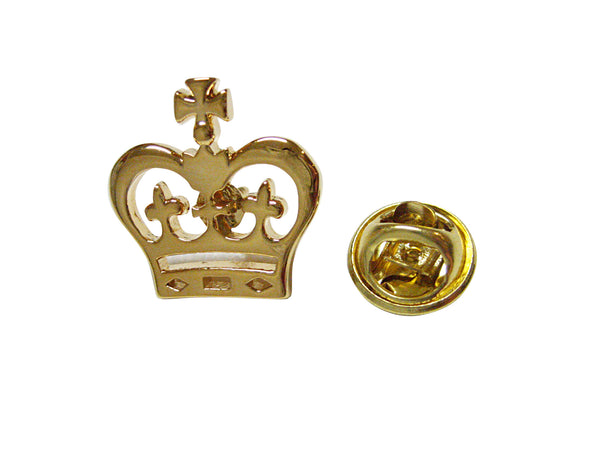 Gold Toned Round Crown Lapel Pin