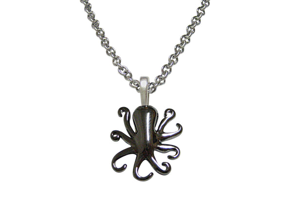 Gunmetal Toned Octopus Pendant Necklace