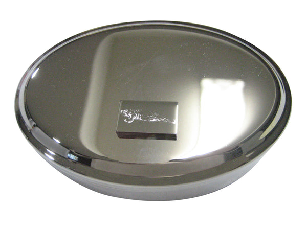 Silver Toned Rectangular Etched Manatee Oval Trinket Jewelry Box