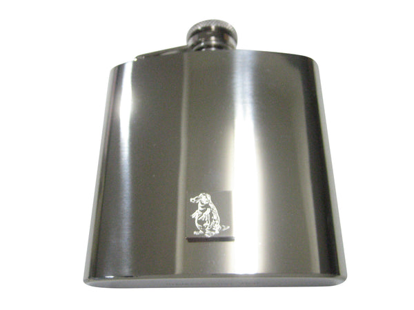 Silver Toned Square Etched Duck Billed Platypus 6oz Flask