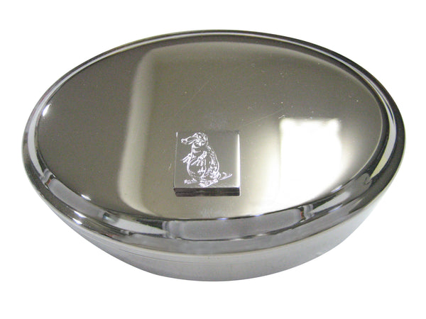 Silver Toned Square Etched Duck Billed Platypus Oval Trinket Jewelry Box