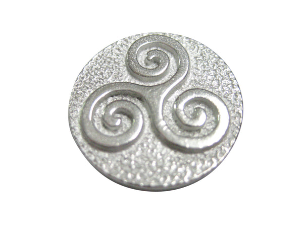 Silver Toned Circular Celtic Triple Tiskelion Spiral Magnet