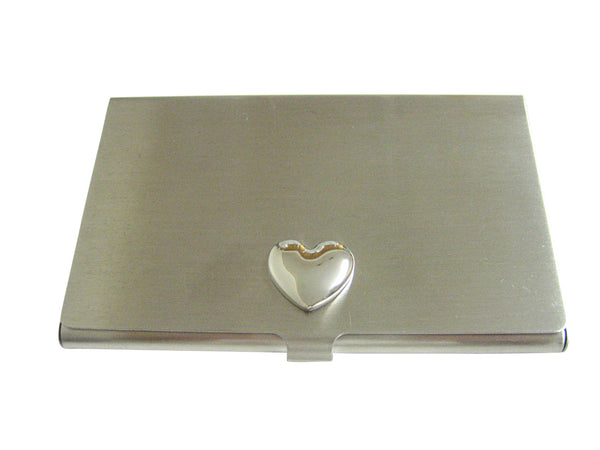 Silver Toned Curved Heart Wedding Business Card Holder