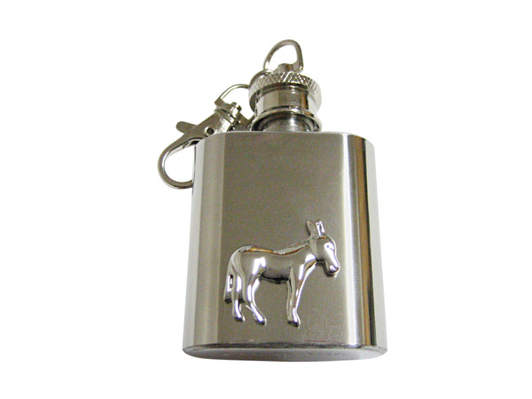 Silver Toned Donkey 1 Oz. Stainless Steel Key Chain Flask