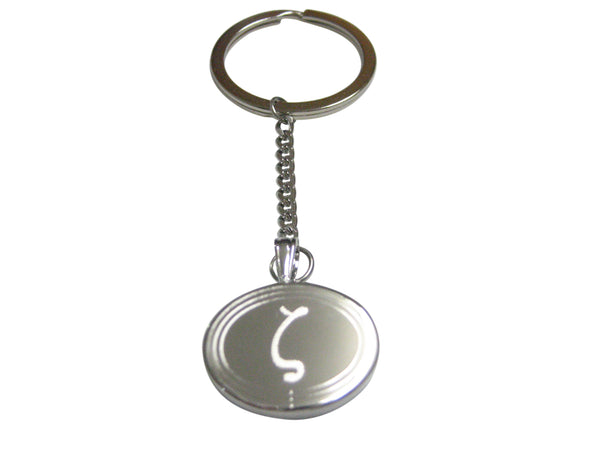 Silver Toned Etched Oval Greek Letter Zeta Pendant Keychain