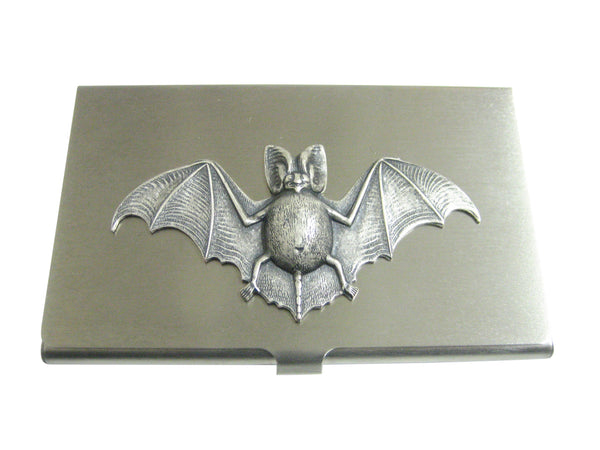 Silver Toned Large Bat Pendant Business Card Holder