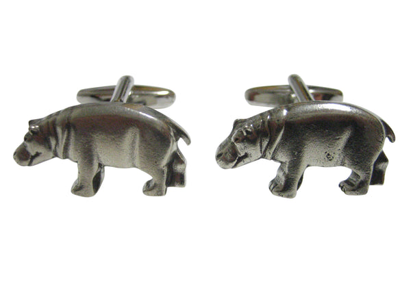 Silver Toned Smooth Hippo Cufflinks