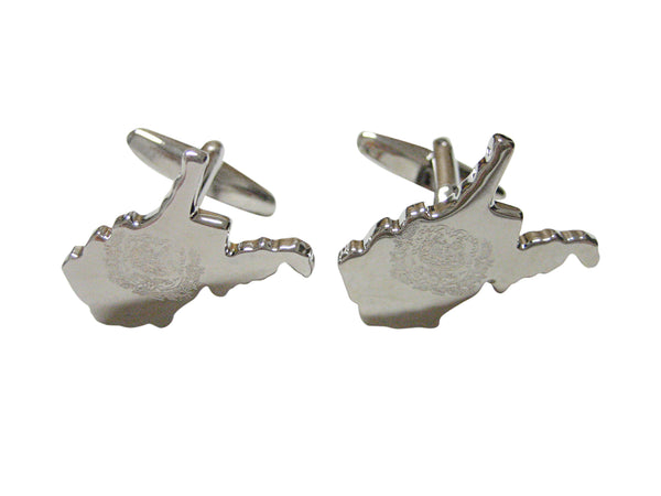 West Virginia State Map Shape and Flag Design Cufflinks