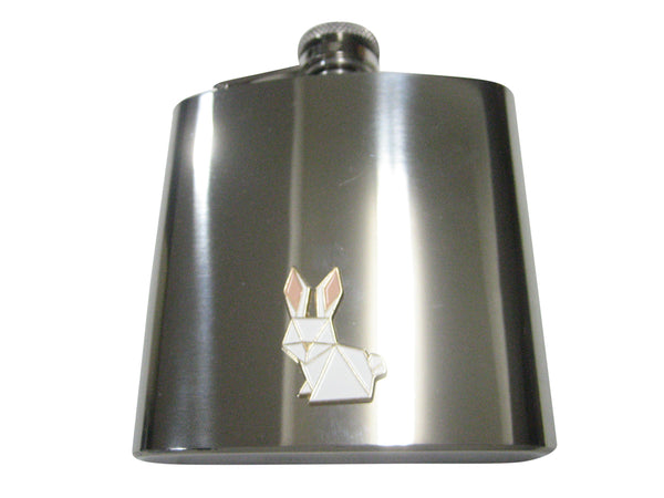 White Toned Origami Rabbit Hare 6oz Flask