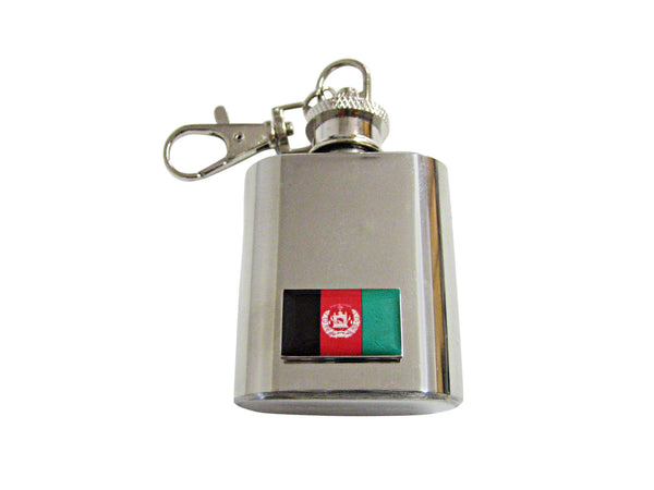 Afghanistan Flag Pendant 1 Oz. Stainless Steel Key Chain Flask