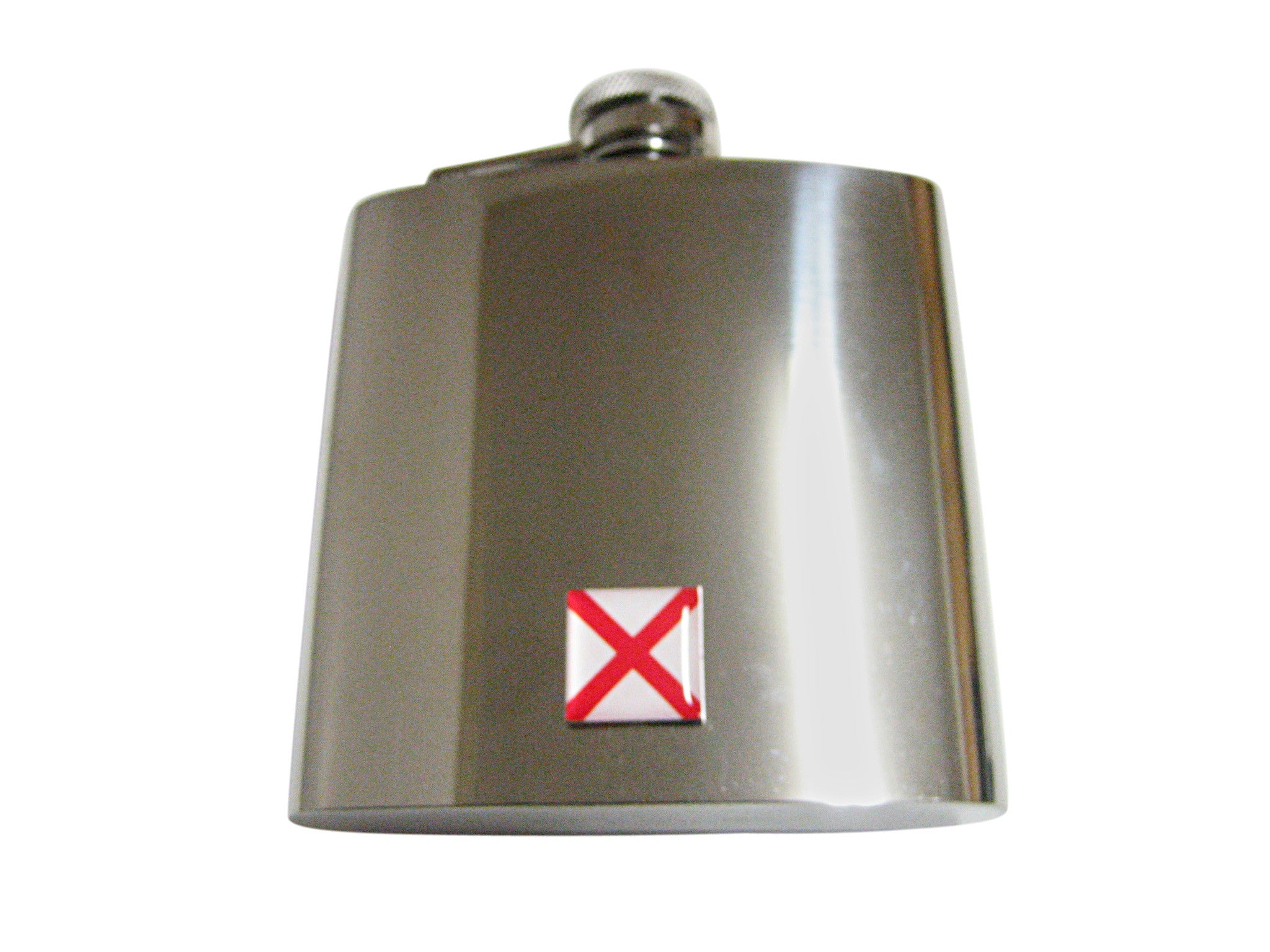 Alabama State Flag Pendant 6 Oz. Stainless Steel Flask