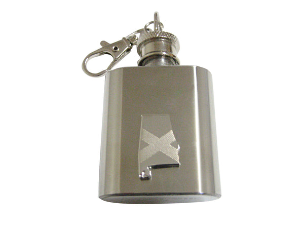 Alabama State Map Shape and Flag Design 1oz Keychain Flask