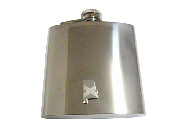 Alabama State Map Shape and Flag Design 6 Oz. Stainless Steel Flask