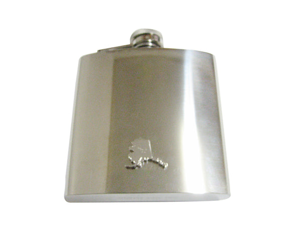 Alaska State Map Shape and Flag Design 6 Oz. Stainless Steel Flask