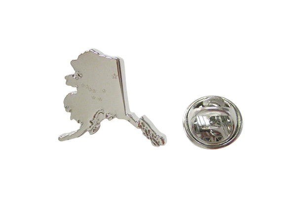 Alaska State Map Shape and Flag Design Lapel Pin