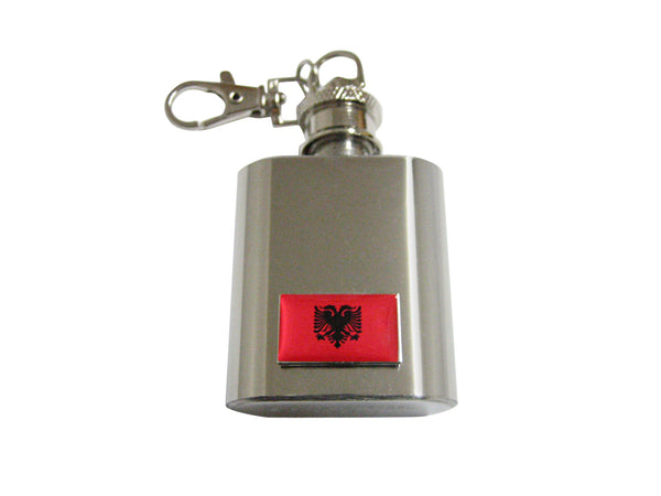 Albania Flag 1 Oz. Stainless Steel Key Chain Flask