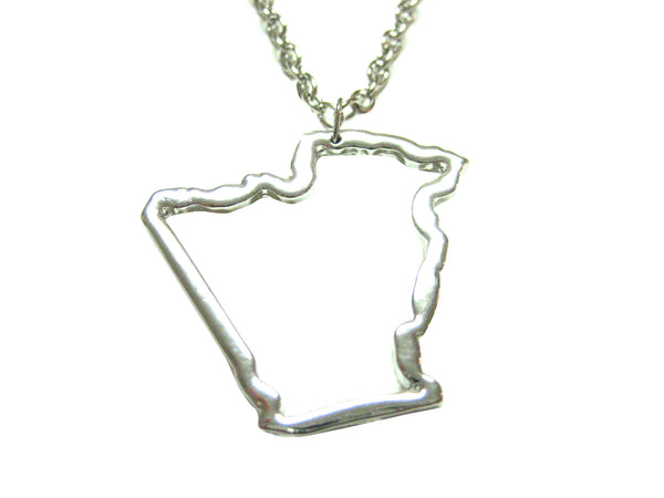 Silver Toned Algeria Map Outline Pendant Necklace