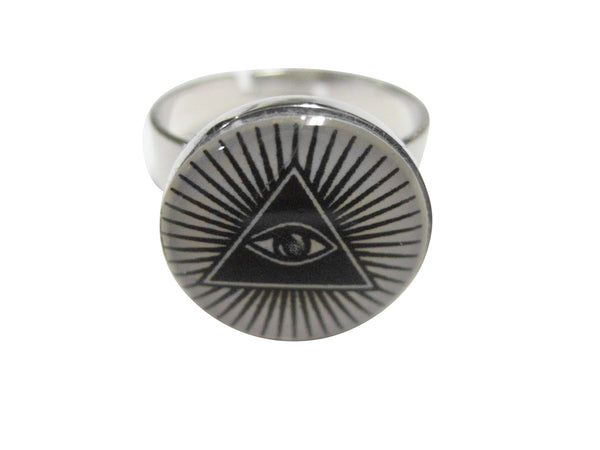 All Seeing Eye Pyramid Adjustable Size Fashion Ring