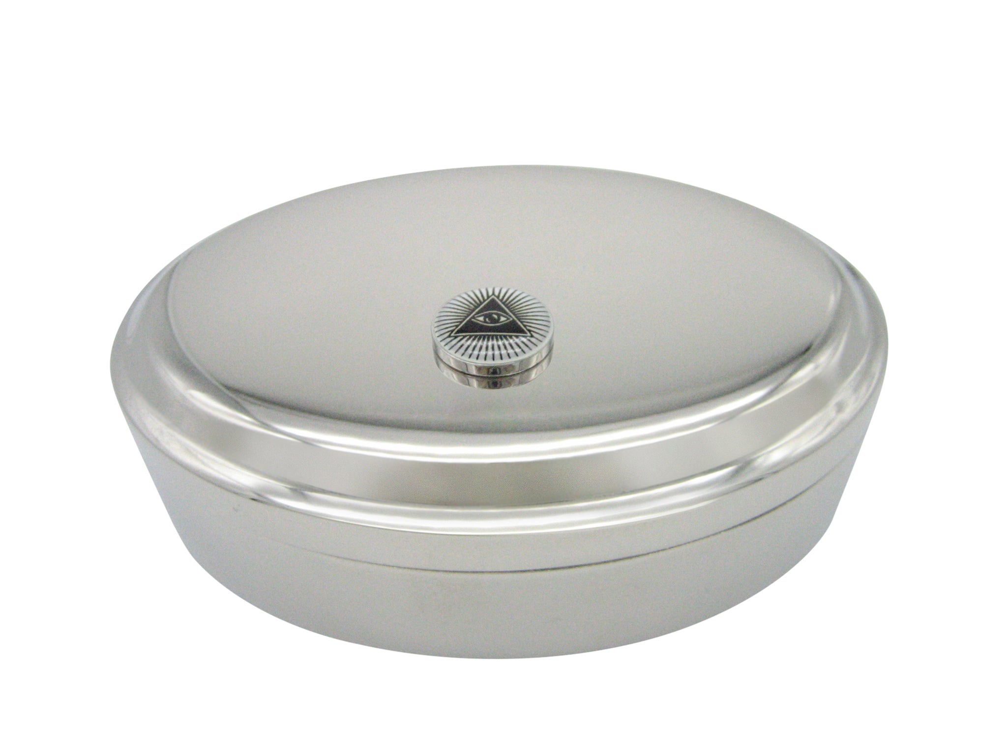 All Seeing Eye Pyramid Pendant Oval Trinket Jewelry Box