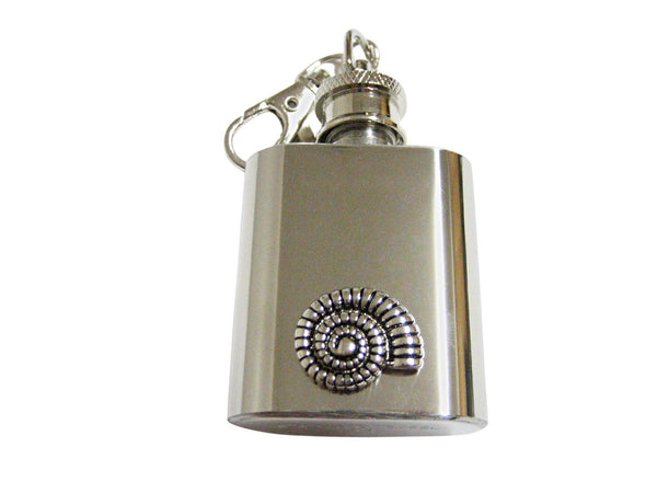 Ammonite Fossil Design 1 Oz. Stainless Steel Key Chain Flask