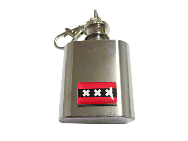 Amsterdam Flag 1 Oz. Stainless Steel Key Chain Flask