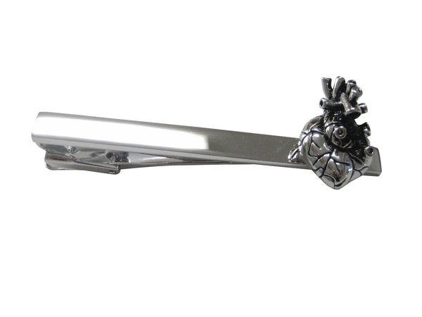 Silver Toned Anatomy Heart Tie Clip