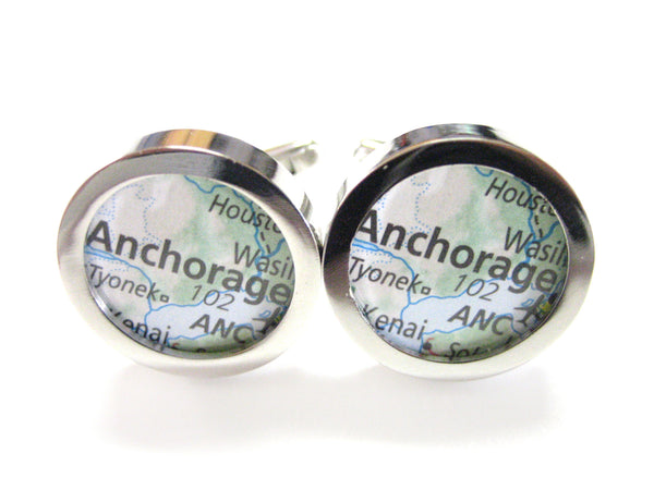 Anchorage Alaska Map Cufflinks
