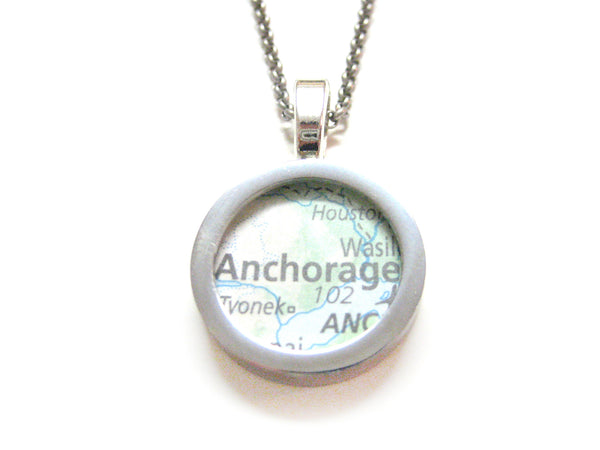 Anchorage Alaska Map Pendant Necklace