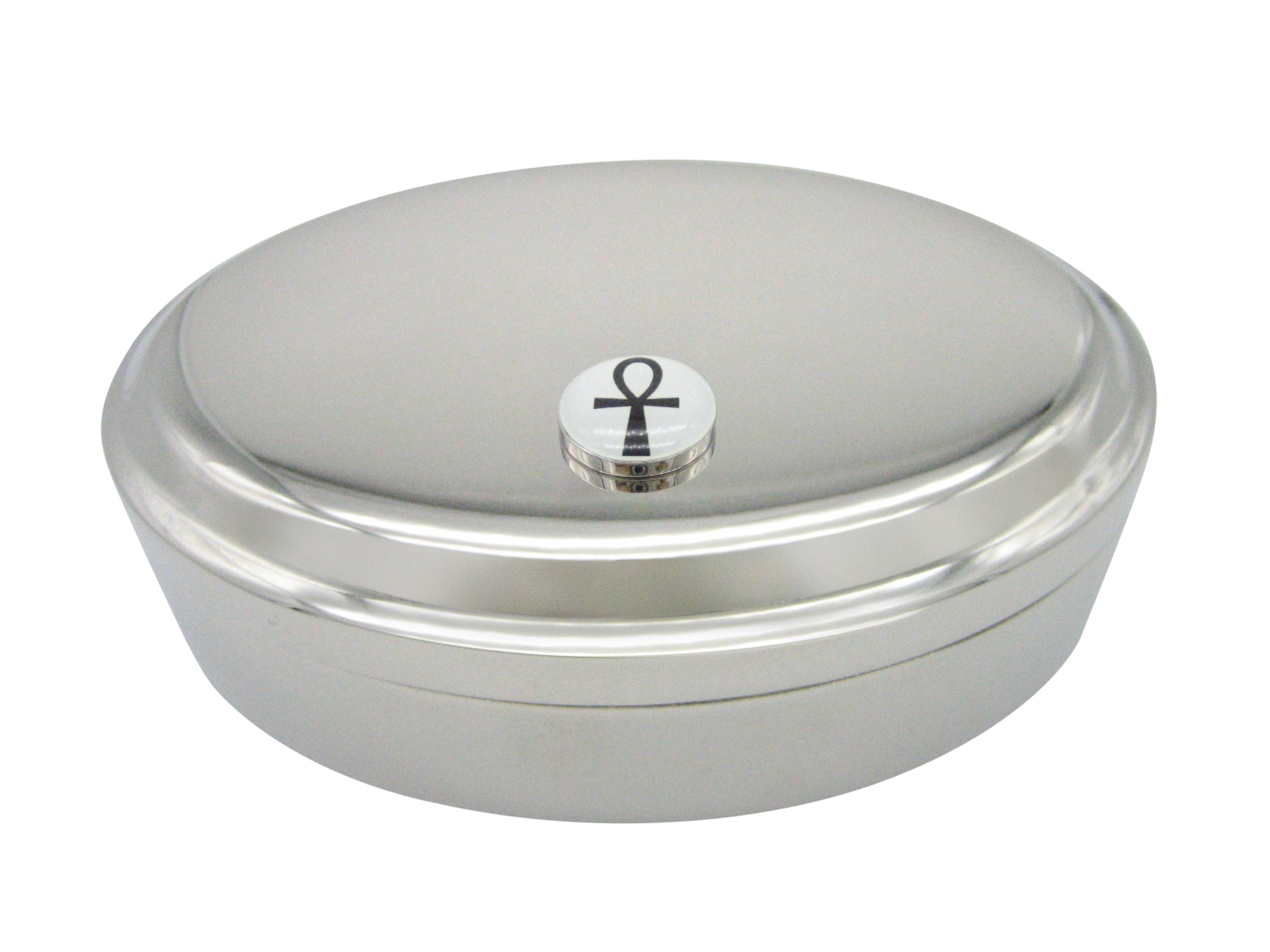 Ankh Cross Pendant Oval Trinket Jewelry Box