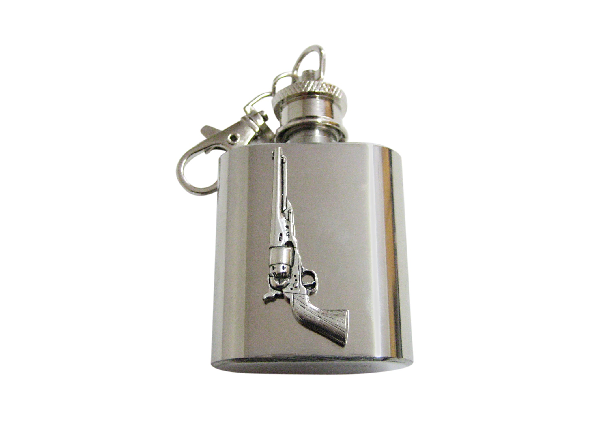 Antique Revolver Pistol Gun Keychain Flask
