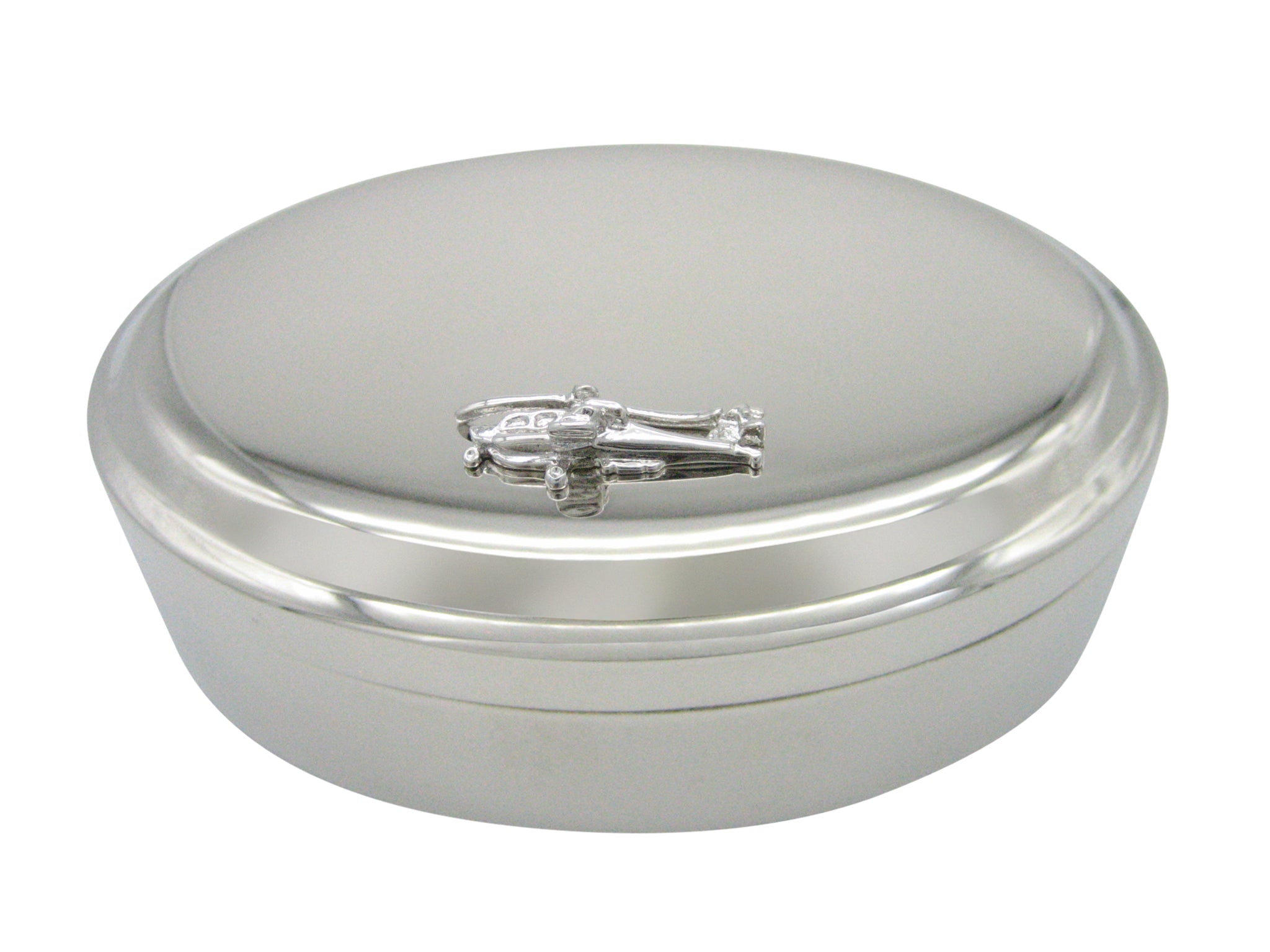 Apache Attack Helicopter Pendant Oval Trinket Jewelry Box