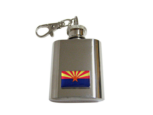 Arizona State Flag Pendant 1 Oz. Stainless Steel Key Chain Flask