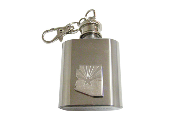 Arizona State Map Shape and Flag Design 1oz Keychain Flask