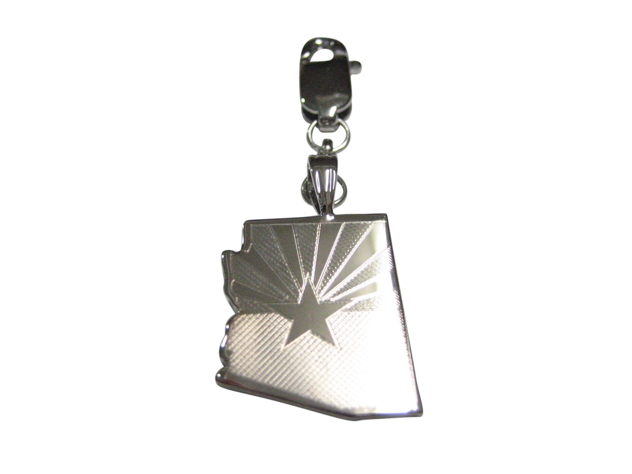 Arizona State Map Shape and Flag Design Pendant Zipper Pull Charm