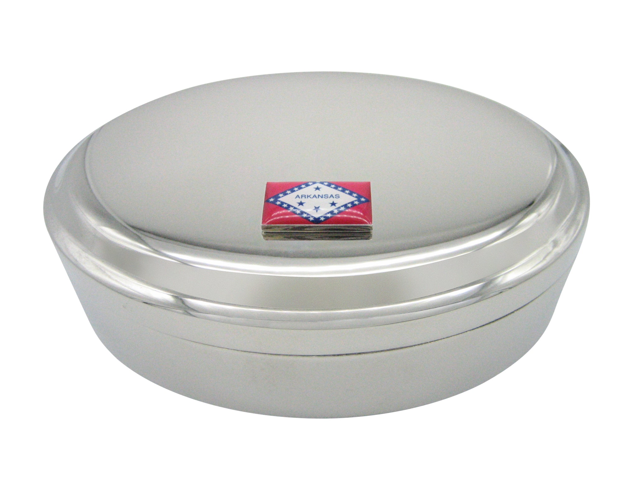 Arkansas State Flag Pendant Oval Trinket Jewelry Box
