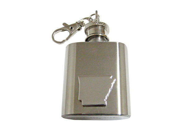 Arkansas State Map Shape 1 Oz. Stainless Steel Key Chain Flask