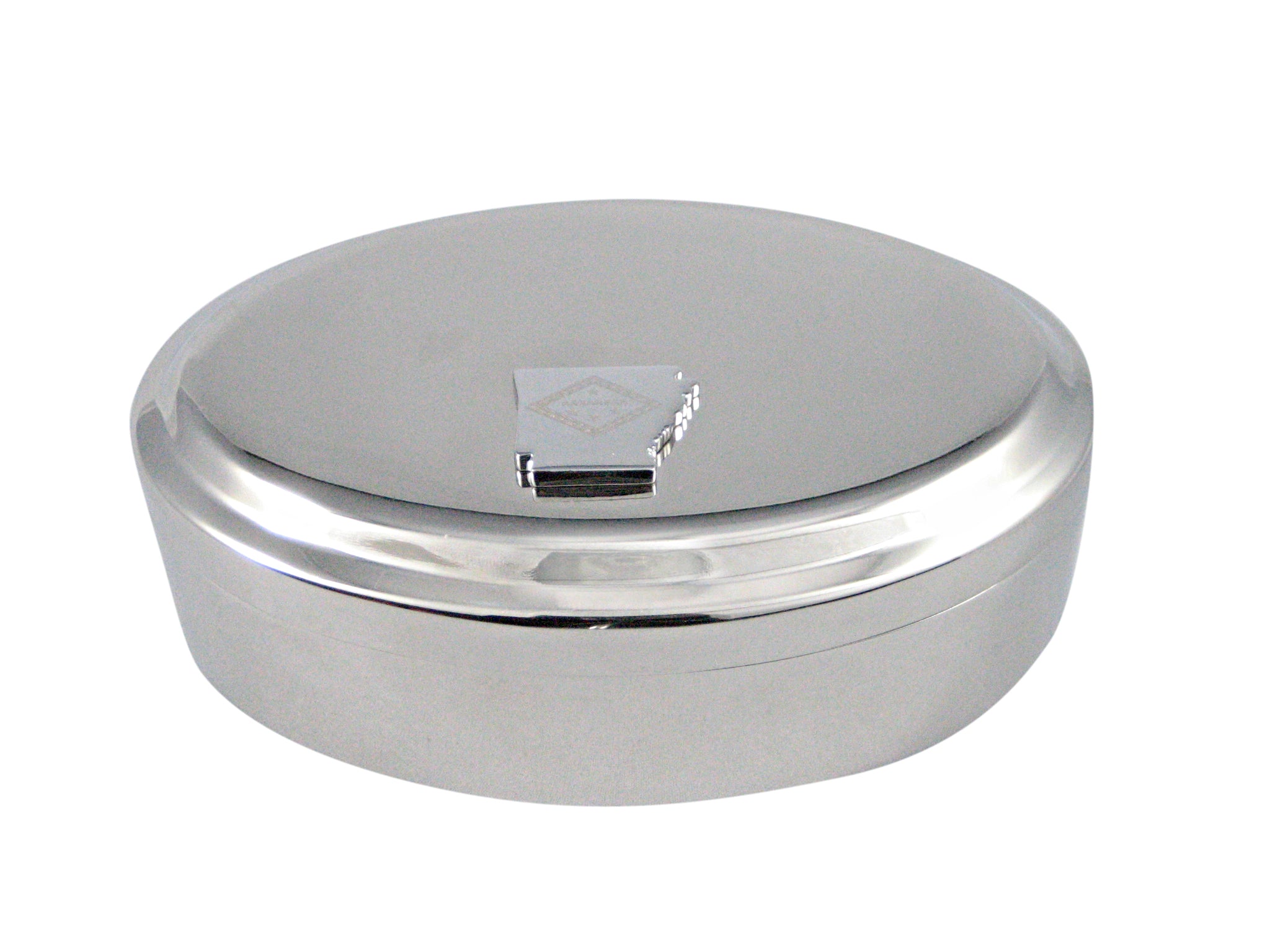 Arkansas State Map Shape and Flag Design Pendant Oval Trinket Jewelry Box