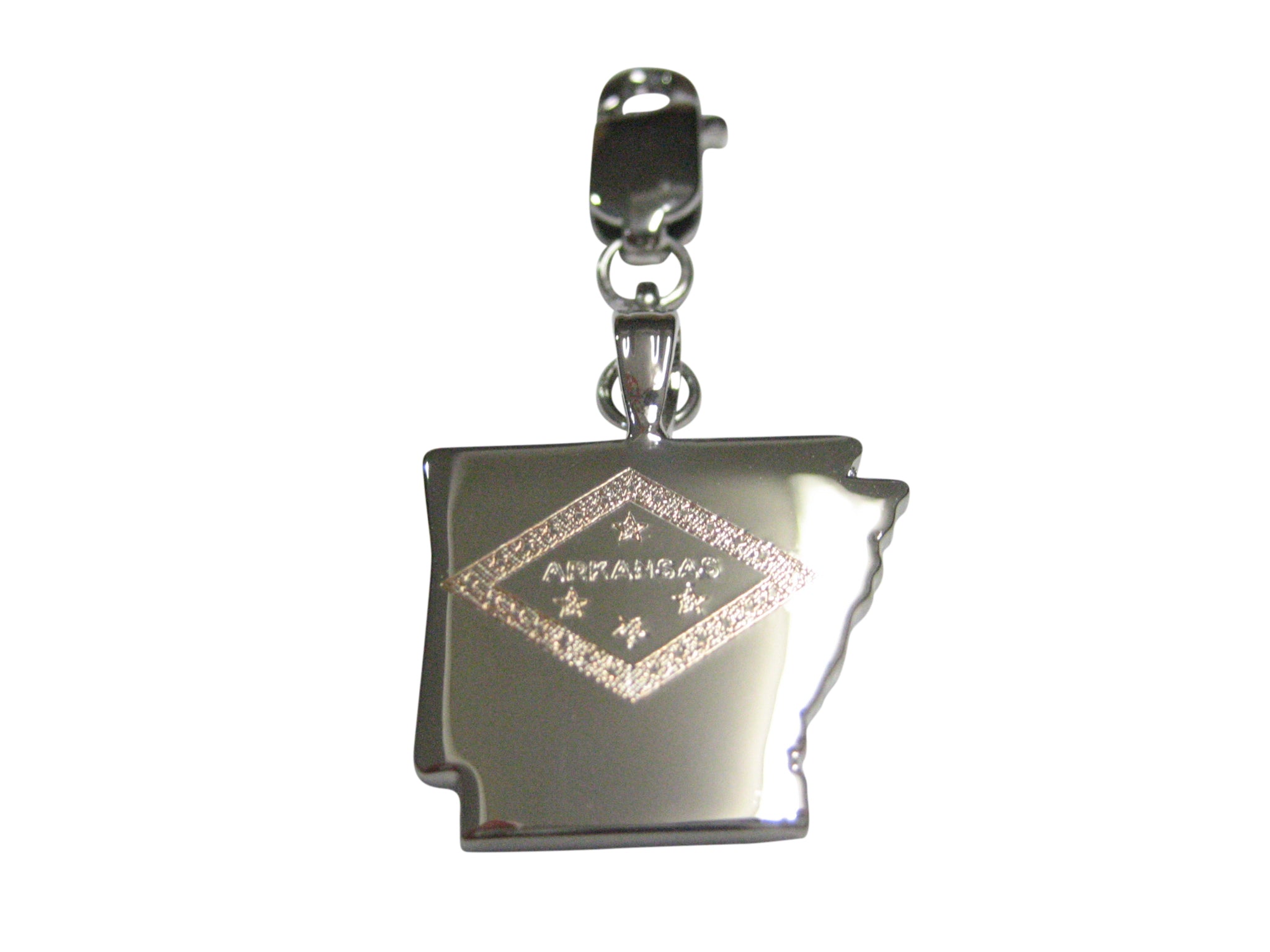 Arkansas State Map Shape and Flag Design Pendant Zipper Pull Charm