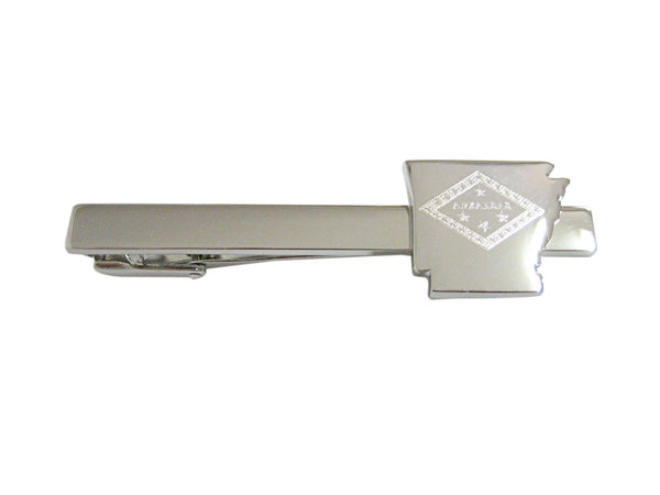Arkansas State Map Shape and Flag Design Square Tie Clip