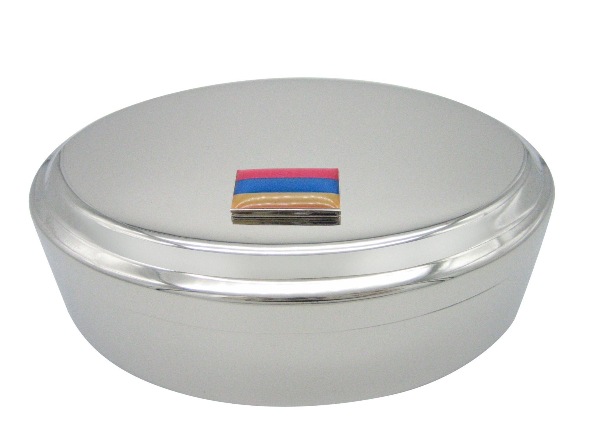 Armenia Flag Pendant Oval Trinket Jewelry Box