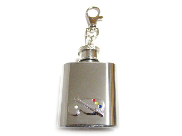 1 Oz. Stainless Steel Key Chain Flask with Art Palette Pendant