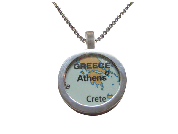 Athens Greece Map Pendant Necklace