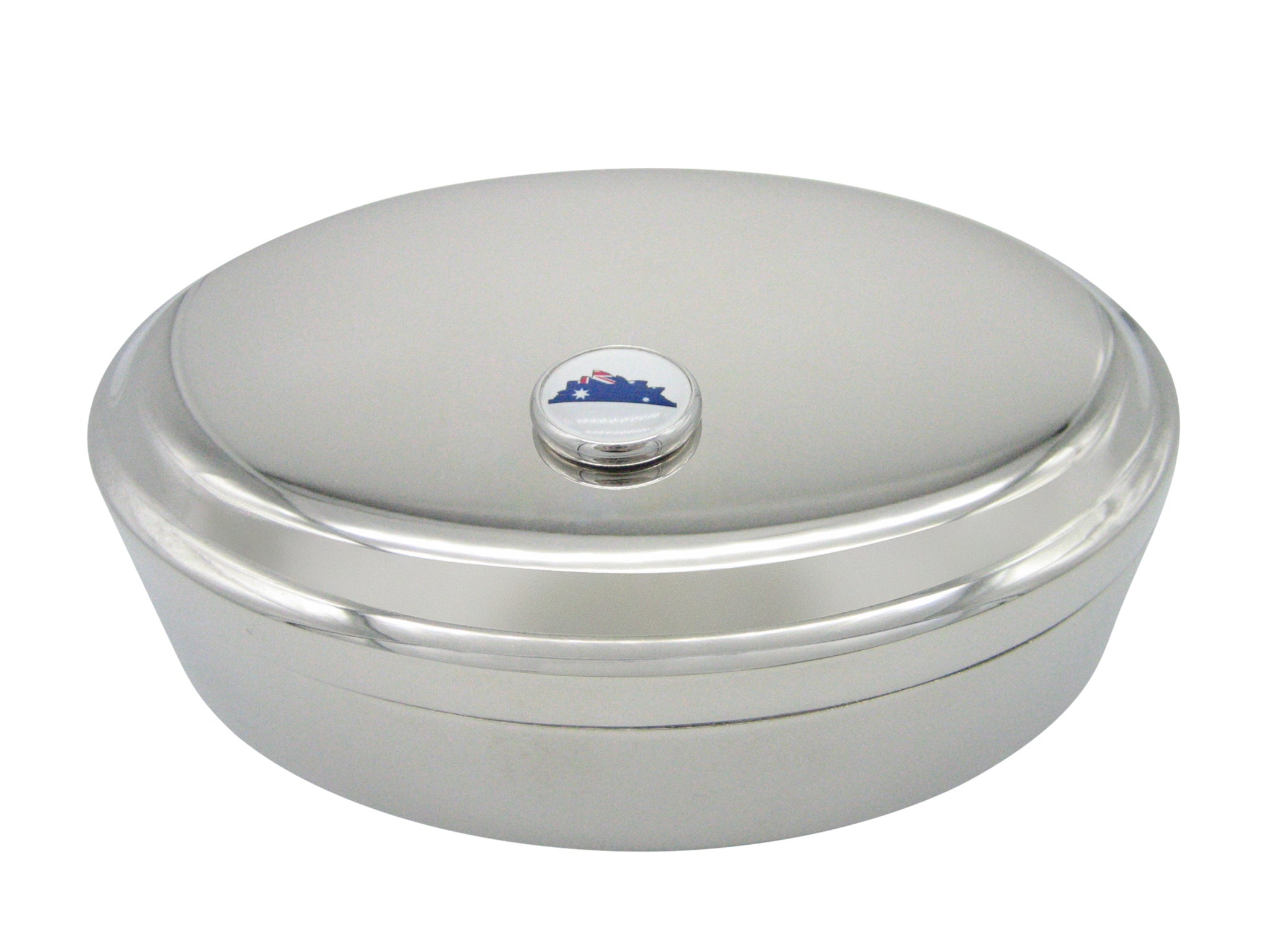 Australia Flag Iconic Opera House Pendant Oval Trinket Jewelry Box